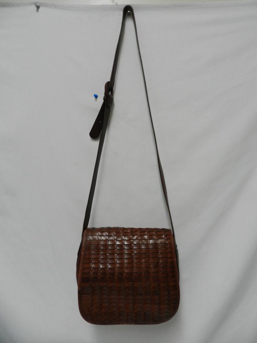 Fossil Vintage Woven Leather shoulder bag purse basket weave brown adjustable - Picture 4 of 15